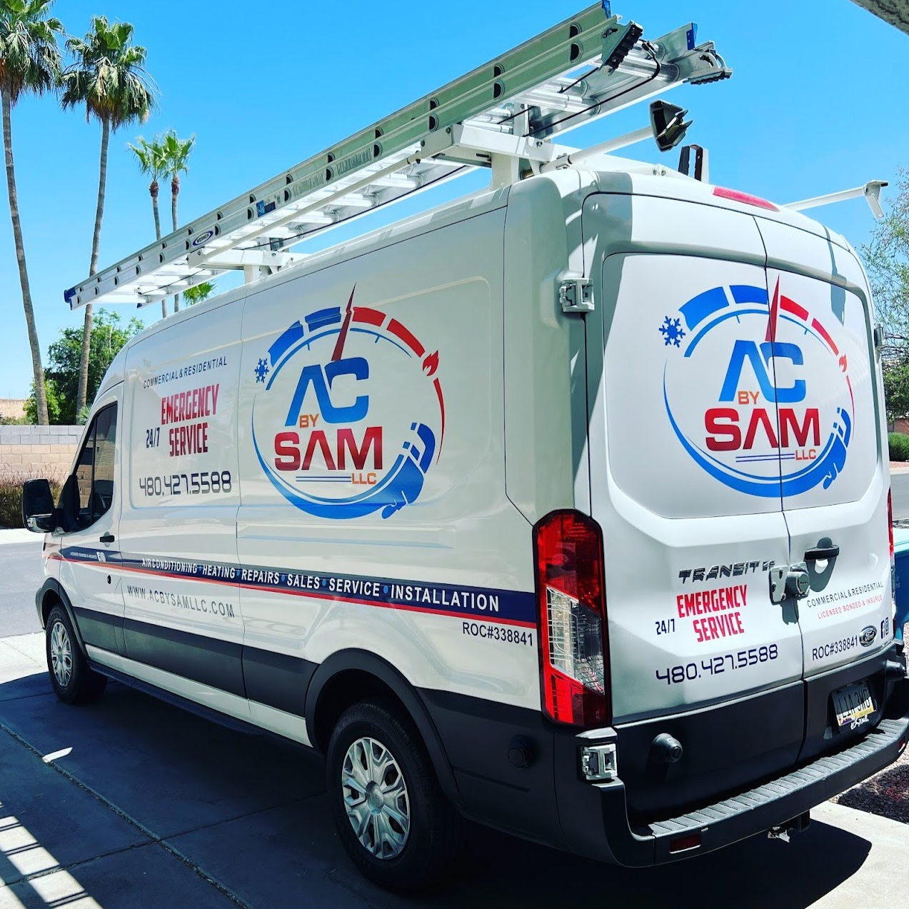 AC by Sam LLC service truck ready for AC installation calls in Phoenix area.