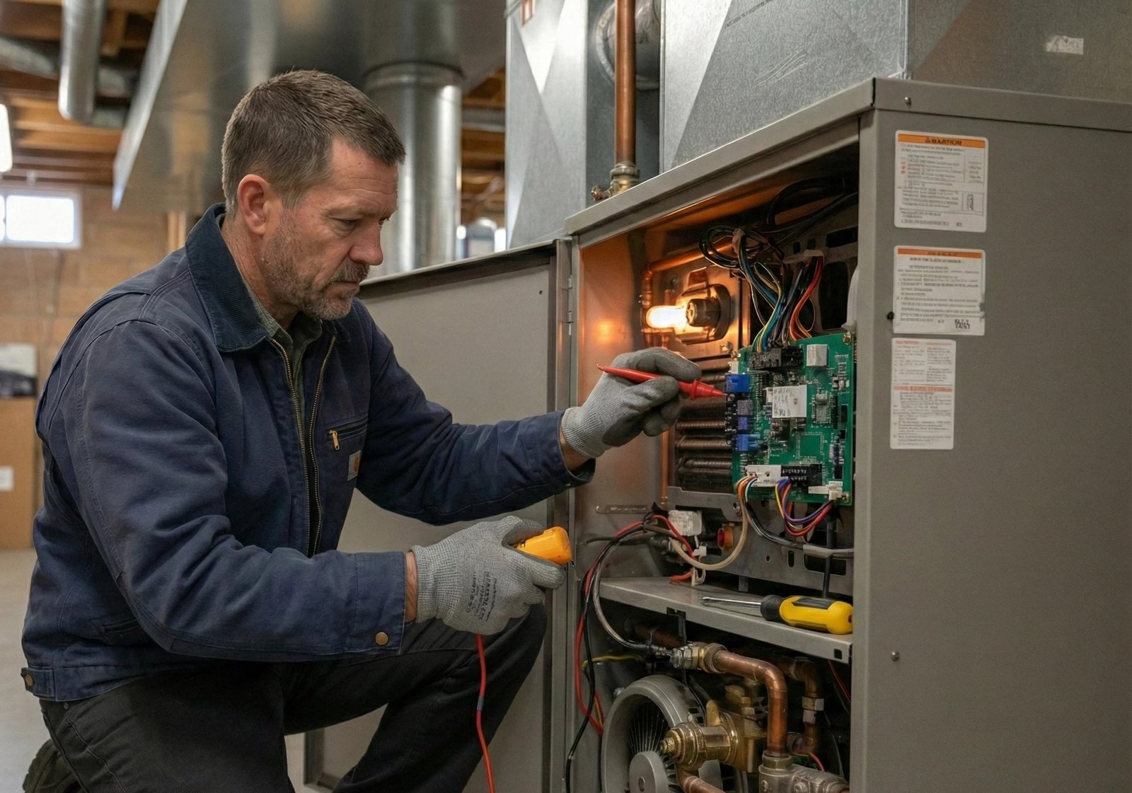 AC by Sam LLC owner performing furnace installation in Phoenix home.