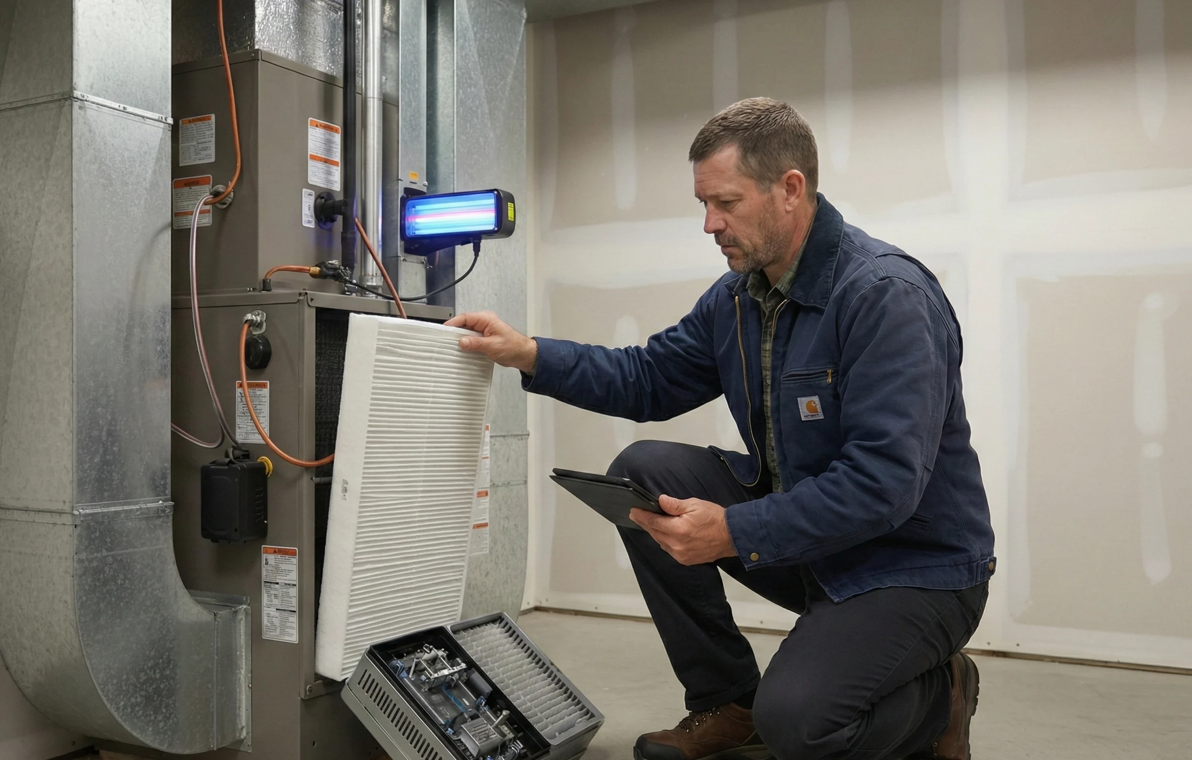 AC by Sam LLC technician performing indoor air quality diagnostics in Phoenix home.